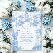 ブルーエレガントトイルサファリボーイベビーシャワー 招待状