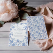 ブルーエレガントトイルチノワセリーブライダルシャワー 招待状