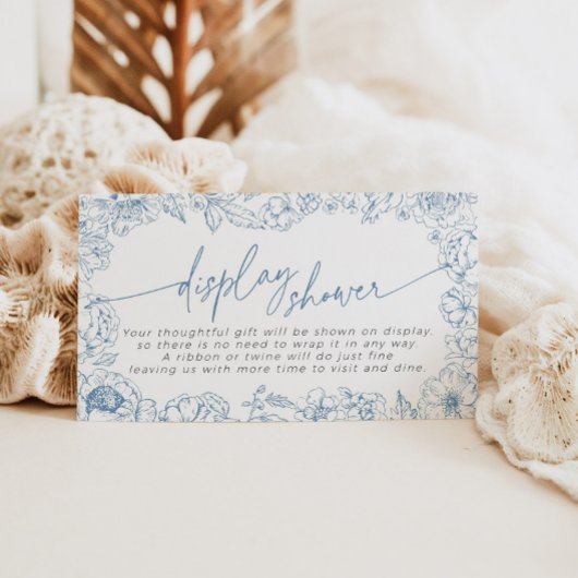ブルーエレガントトイルドジュイブライダルディスプレイシャワー エンクロージャーカード