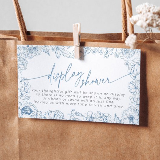 ブルーエレガントトイルドジュイブライダルディスプレイシャワー エンクロージャーカード