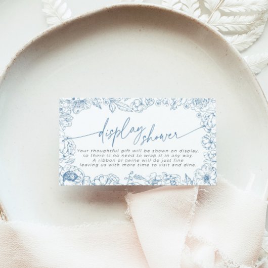 ブルーエレガントトイルドジュイブライダルディスプレイシャワー エンクロージャーカード