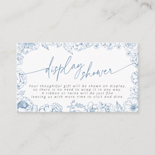 ブルーエレガントトイルドジュイブライダルディスプレイシャワー エンクロージャーカード (正面)