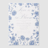 ブルーエレガントトイレチノワセリーブライダルシャワー ベラム紙招待状 (正面)