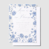 ブルーエレガントトイレチノワセリーブライダルシャワー ベラム紙招待状 (オフセット)