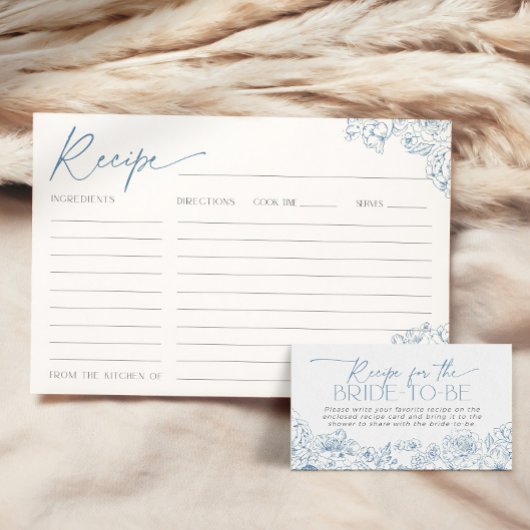 ブルーエレガントトイレデジュイブライダルレシピカード 招待状
