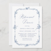 ブルーエレガントトワフランスのイルガーデンリハーサルディナー 招待状 (正面)