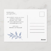 ブルーエレガントトワフランスのイル結婚式の日付を保存 ポストカード (裏面)