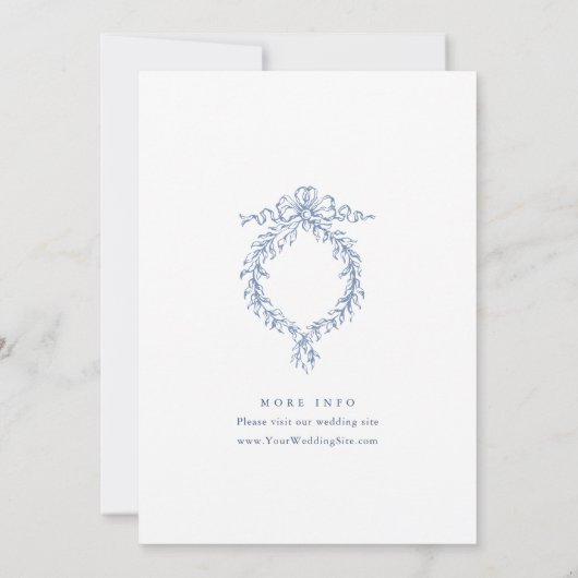 ブルーエレガントトワフランスのールガーデンブライダルシャワー 招待状 (裏面)