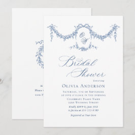 ブルーエレガントトワフランスのールガーデンブライダルシャワー 招待状