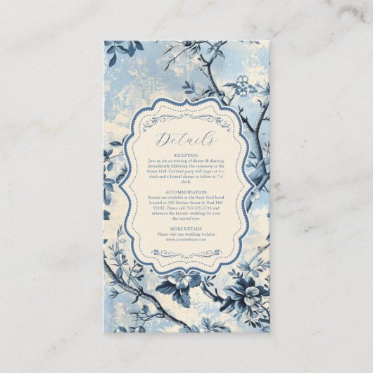 ブルーエレガントトワールデジュイ結婚ズ エンクロージャーカード (正面)