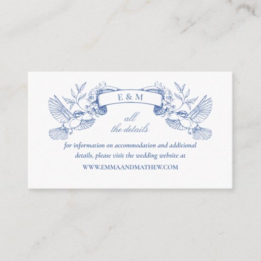 ブルーエレガントトワールバロックのサ結婚イト エンクロージャーカード (正面)