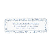 ブルーエレガントトワールフローラ差出人住所ラベル ラベル (正面)