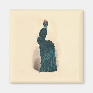 ブルーエレガントドレビクトリアンスファッション女性芸術 マグネット