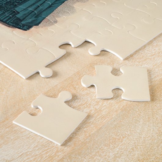 ブルーエレガントドレビクトリアンスファッション ジグソーパズル (側面)