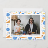 ブルーエレガントハッピーハヌッカファミリー1写真 シーズンカード (正面)