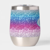 ブルーエレガントバイオレットピンク銀グリッターモノグラム (正面)