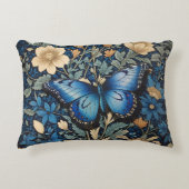 ブルーエレガントバタフライウィリアムインスパイアモリス アクセントクッション (正面)