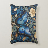 ブルーエレガントバタフライウィリアムインスパイアモリス アクセントクッション (正面(垂直))