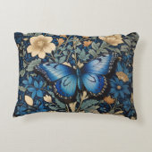 ブルーエレガントバタフライウィリアムインスパイアモリス アクセントクッション (裏面)