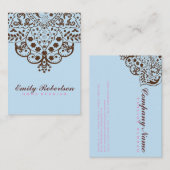 ブルーエレガントバッグラウンドブラウンヴィンテージレース 名刺 (正面/裏面)
