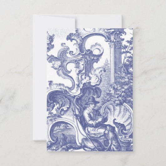 ブルーエレガントバフランスのロケトワール 招待状 (裏面)