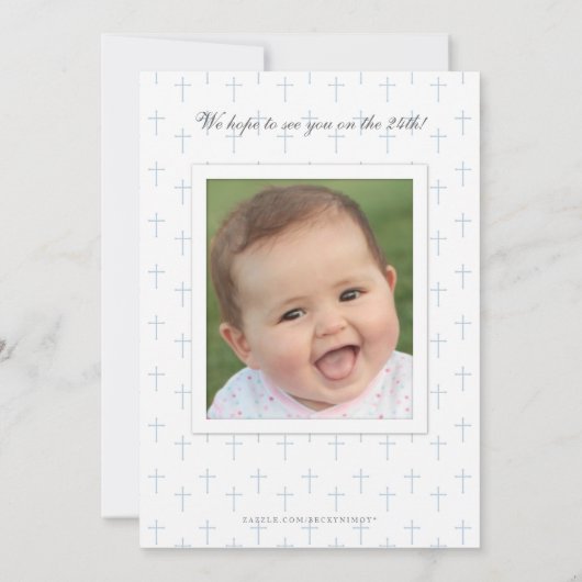 ブルーエレガントバプテスマ招待状 |《キリスト教》洗礼式や命名式 招待状 (裏面)