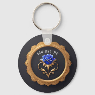 ブルーエレガントバラインゴールデンフレームとデタ華美 キーホルダー