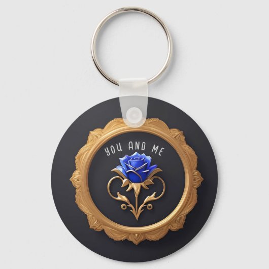 ブルーエレガントバラインゴールデンフレームとデタ華美 キーホルダー (正面)