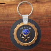 ブルーエレガントバラインゴールデンフレームとデタ華美 キーホルダー (正面)