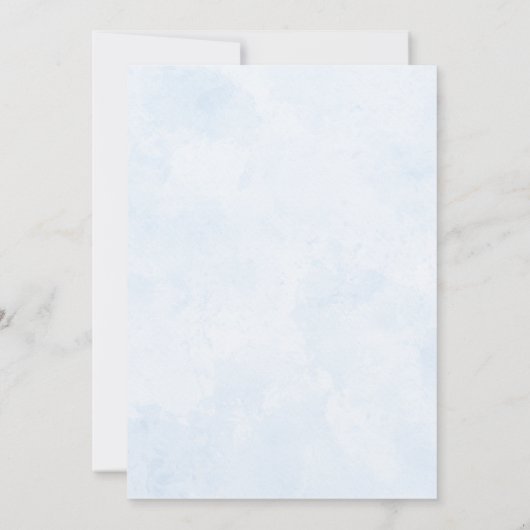 ブルーエレガントバラグリーンリーバプテスマ《キリスト教》洗礼式や命名式 サンキューカード (裏面)