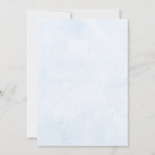 ブルーエレガントバラグリーンリーバプテスマ《キリスト教》洗礼式や命名式 招待状 (裏面)