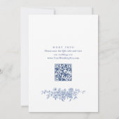 ブルーエレガントバラフランスのトワールブライダルシャワー 招待状 (裏面)