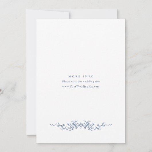 ブルーエレガントバラフランスのトワール婚約パーティ 招待状 (裏面)