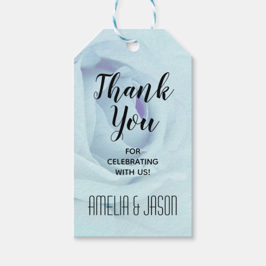 ブルーエレガントバラフローラありがとう好意 ギフトタグ (正面)