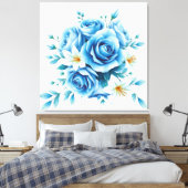ブルーエレガントバラフローラアートワーク壁の装飾 キャンバスプリント (インサイチュ (寝室))