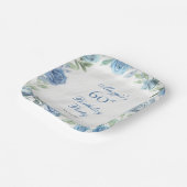 ブルーエレガントバラフローラフレーム60th誕生日パーティー ペーパープレート (傾斜あり)