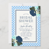 ブルーエレガントバラフローラブライダルシャワー招待 招待状 (正面)