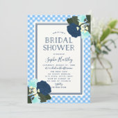 ブルーエレガントバラフローラブライダルシャワー招待 招待状 (スタンド正面)