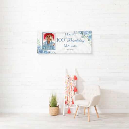 ブルーエレガントバラフローラ100th誕生日パーティー 横断幕 (インサイチュ)