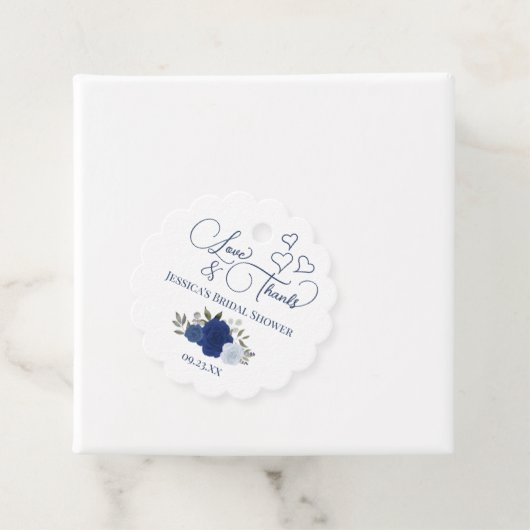 ブルーエレガントバララブ&感謝していブライダルシャワー フェイバータグ (インサイチュ)