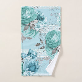ブルーエレガントバラレース ハンドタオル