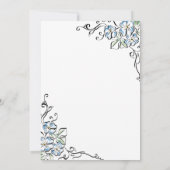 ブルーエレガントバラ素朴フローラガールベビーシャワー 招待状 (裏面)