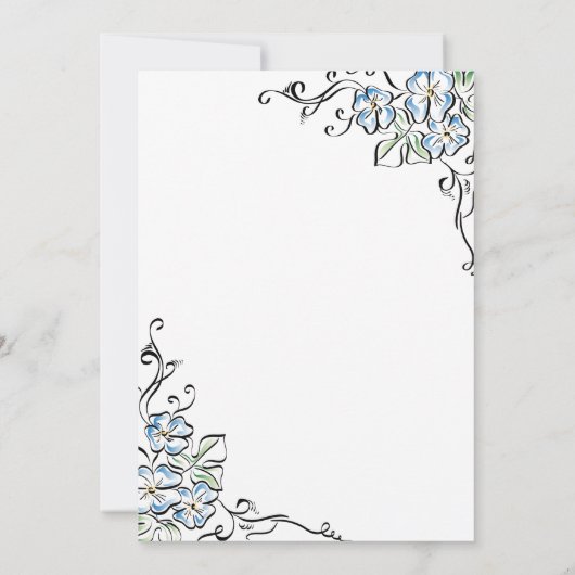 ブルーエレガントバラ素朴フローラガールベビーシャワー 招待状 (裏面)