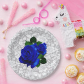 ブルーエレガントバラ結婚ズ紙プレート ペーパープレート (パーティー)