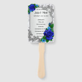 ブルーエレガントバラ結婚式 プログラム ハンドファン (正面)