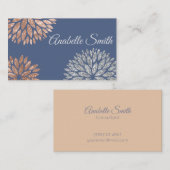 ブルーエレガントバラ金ゴールドグリッターダリアフローラ 名刺 (正面/裏面)