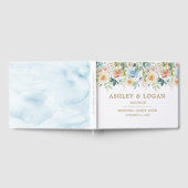 ブルーエレガントパステルウォーターカラーフローラ結婚ズ ゲストブック (全面)