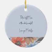 ブルーエレガントパステルウォーターカラーフローラ セラミックオーナメント (裏面)