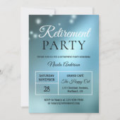 ブルーエレガントパーティーライト退職招待状 招待状 (正面)