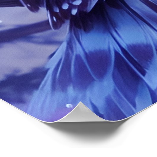 ブルーエレガントパープルマジカルフクロウ漫画AIアート ポスター (角)